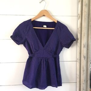 J. Crew Purple Polkadot Blouse size 0